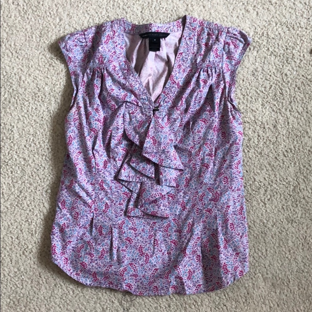 Floral blouse with a ruffle tie